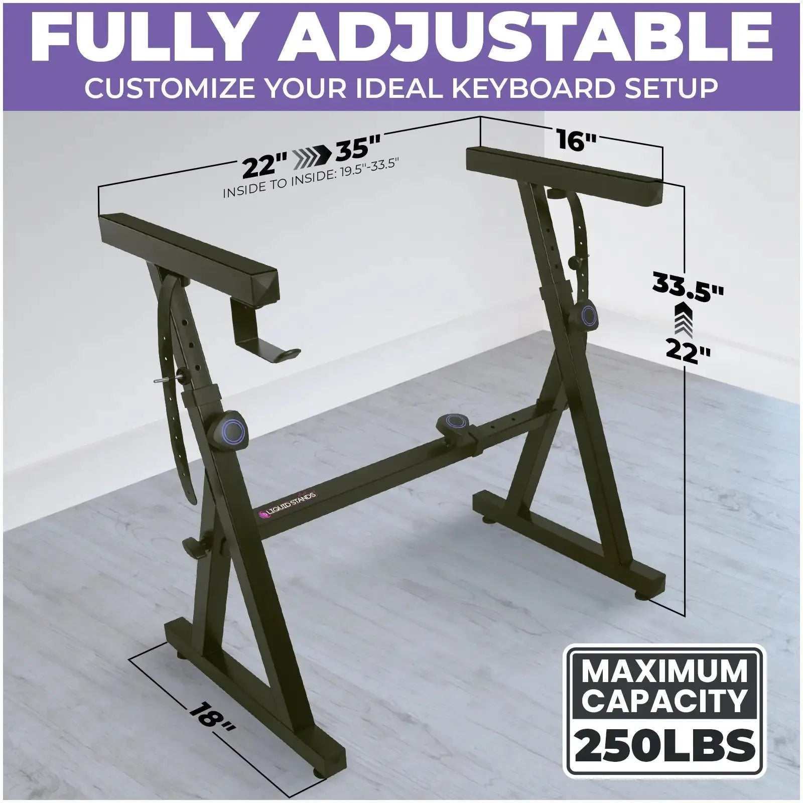 Adjustable Z Style Black Keyboard Stand w/ 2nd Tier