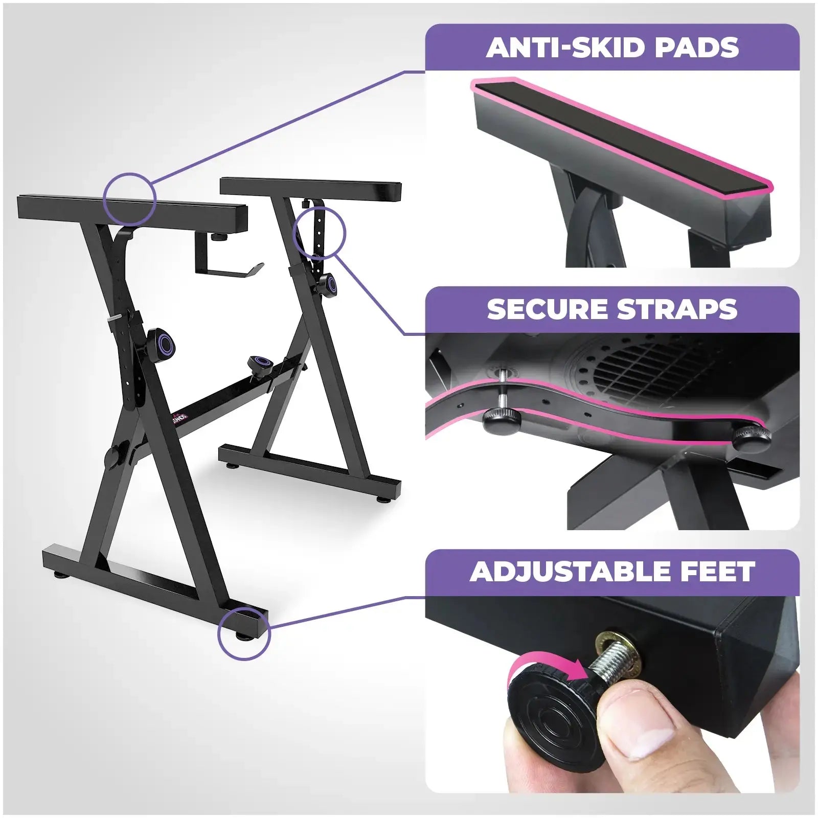 Adjustable Z Style Black Keyboard Stand w/ 2nd Tier