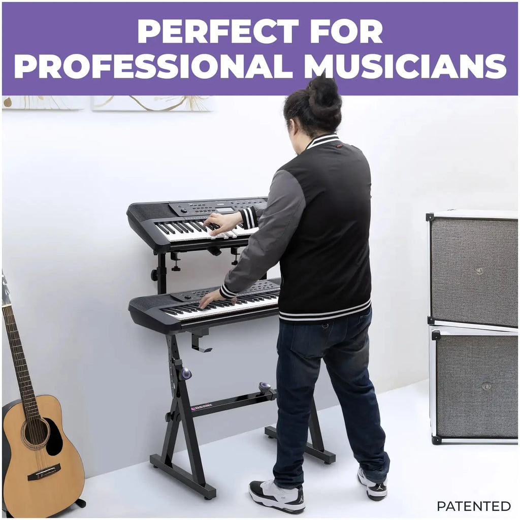 Adjustable Z Style Black Keyboard Stand w/ 2nd Tier