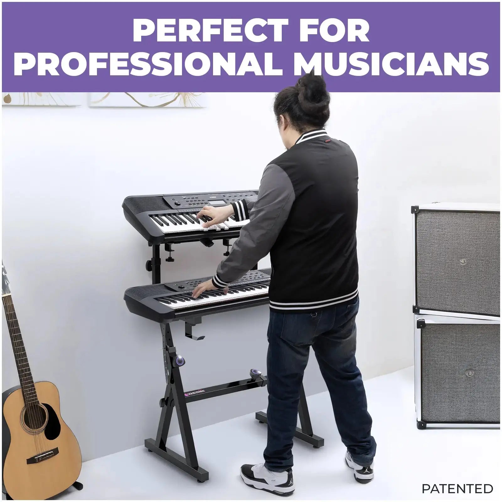 Adjustable Z Style Black Keyboard Stand w/ 2nd Tier