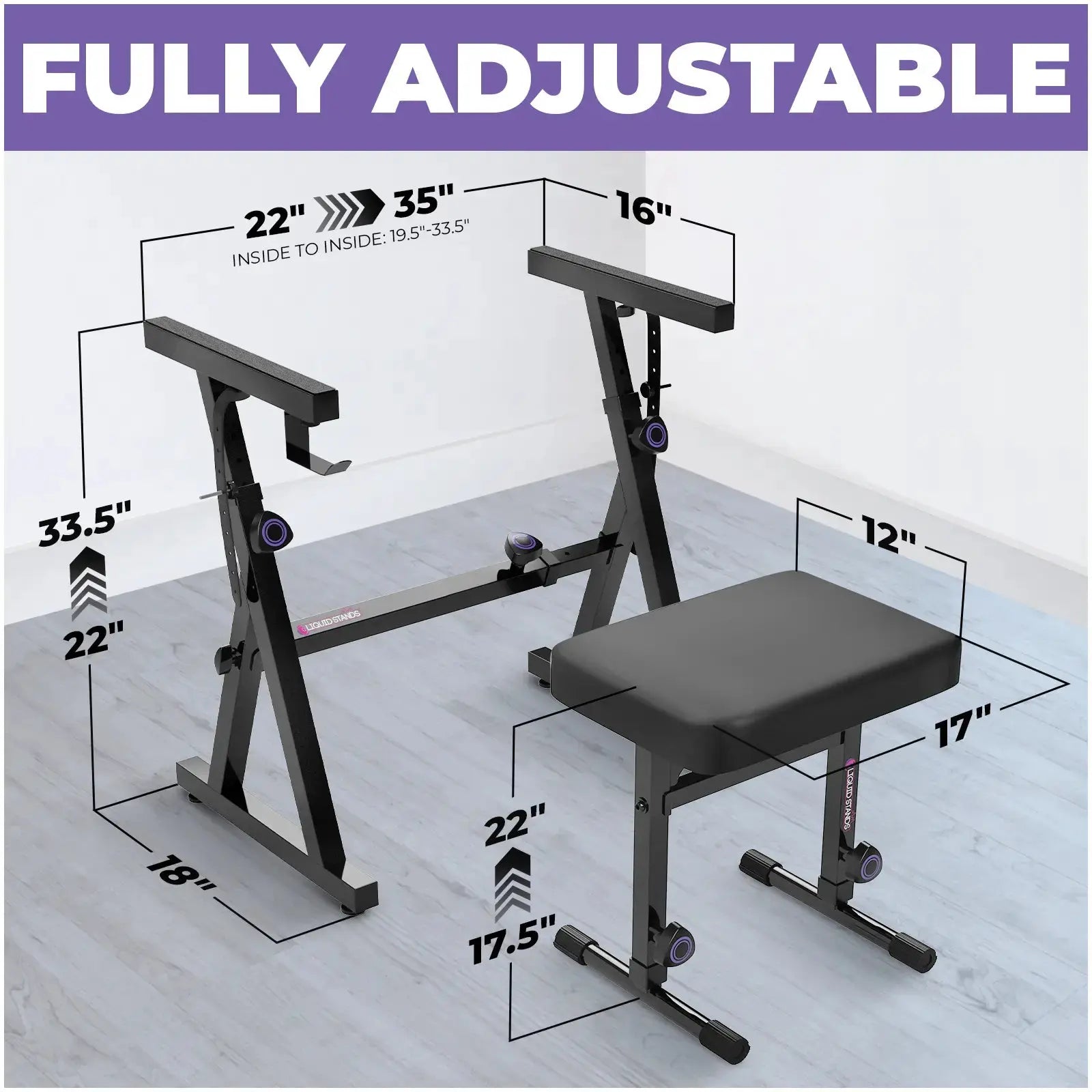 Adjustable Z Style Keyboard Stand w/ Bench