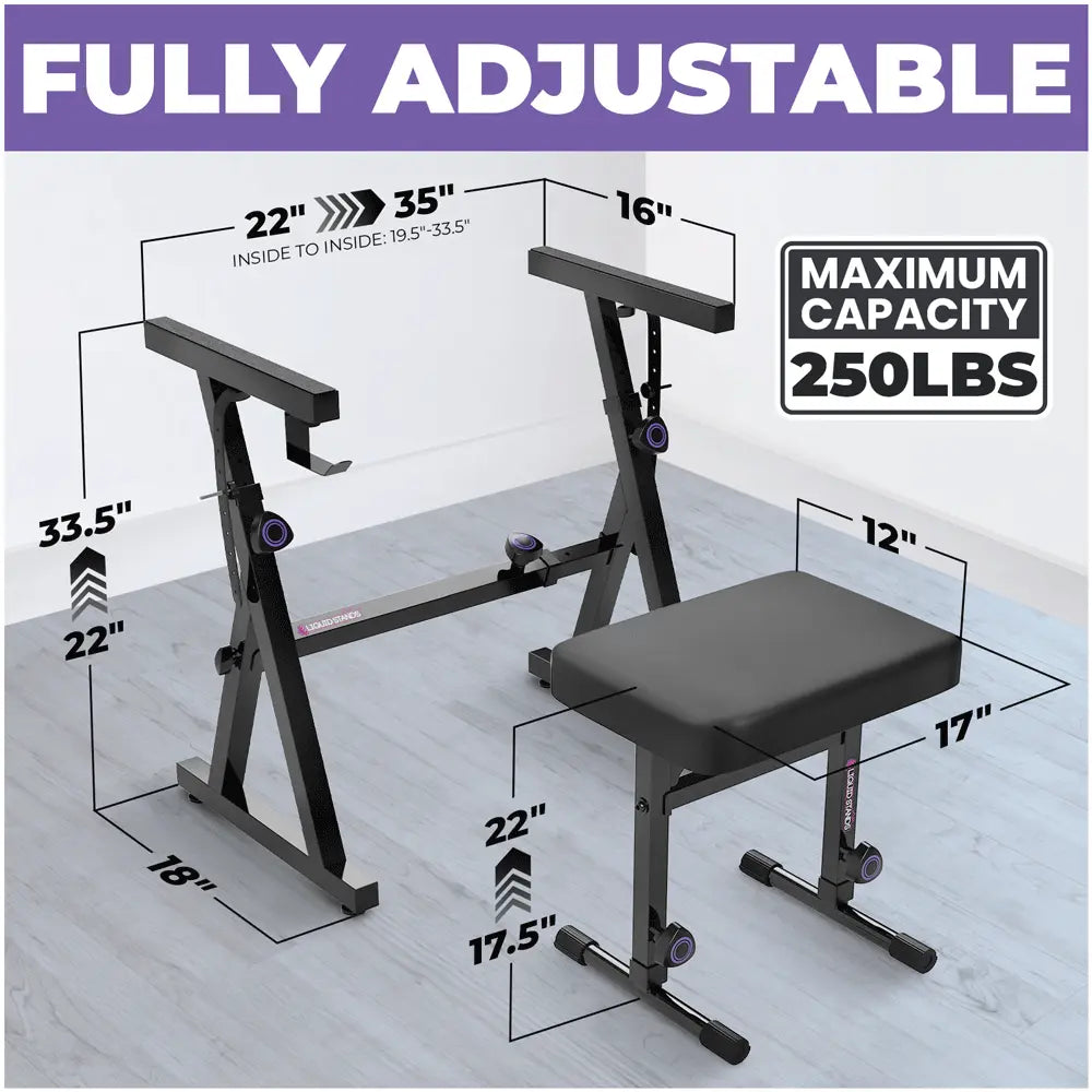 Adjustable Z Shape Black Keyboard Stand with Cover and Bench