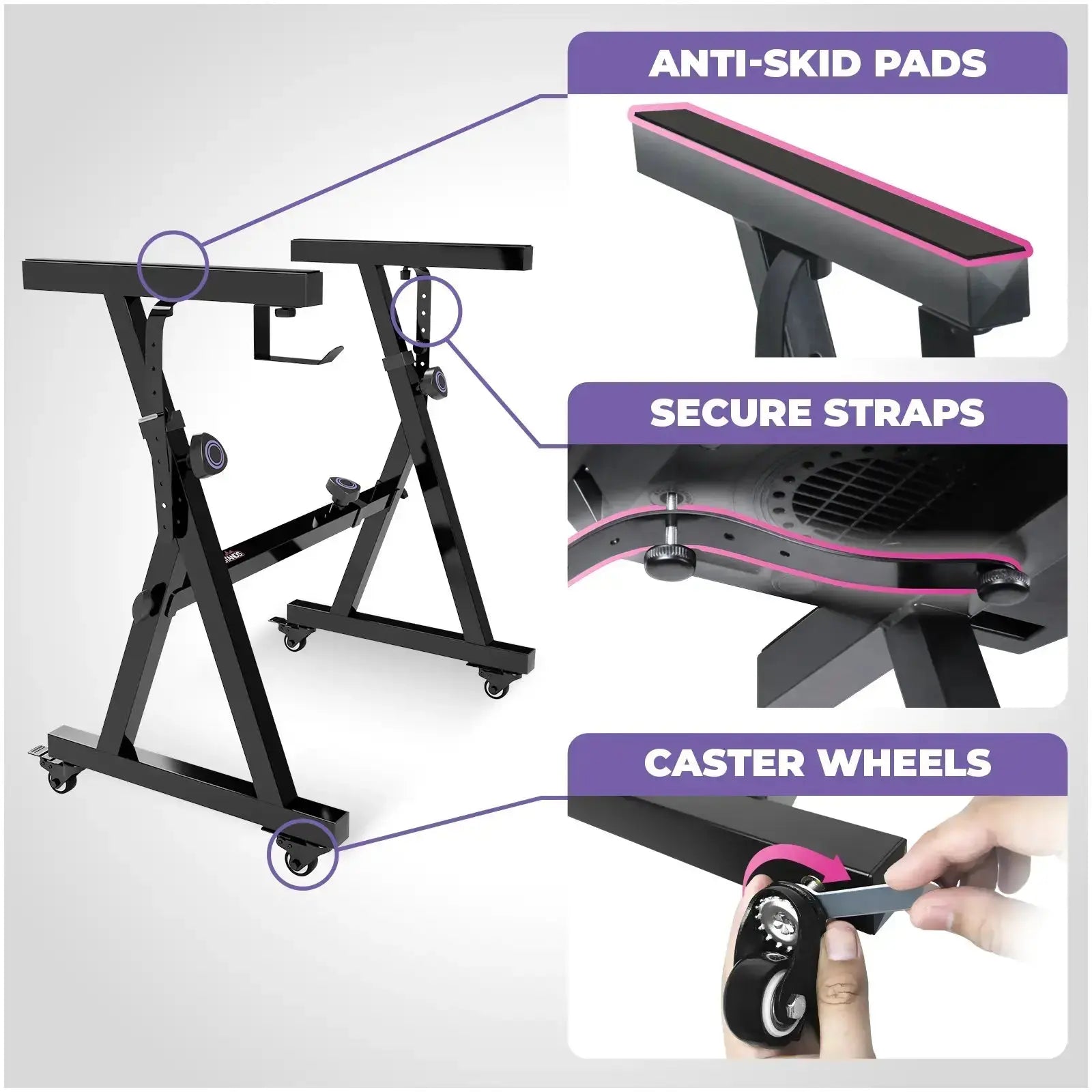 Adjustable Z Shape Keyboard Stand with Wheels and Bench
