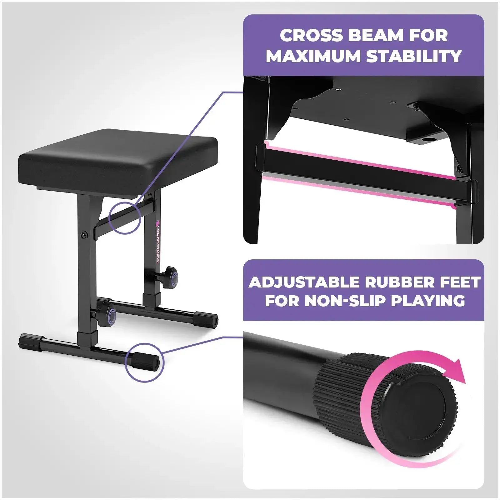 Adjustable Z Shape Keyboard Stand with Wheels and Bench