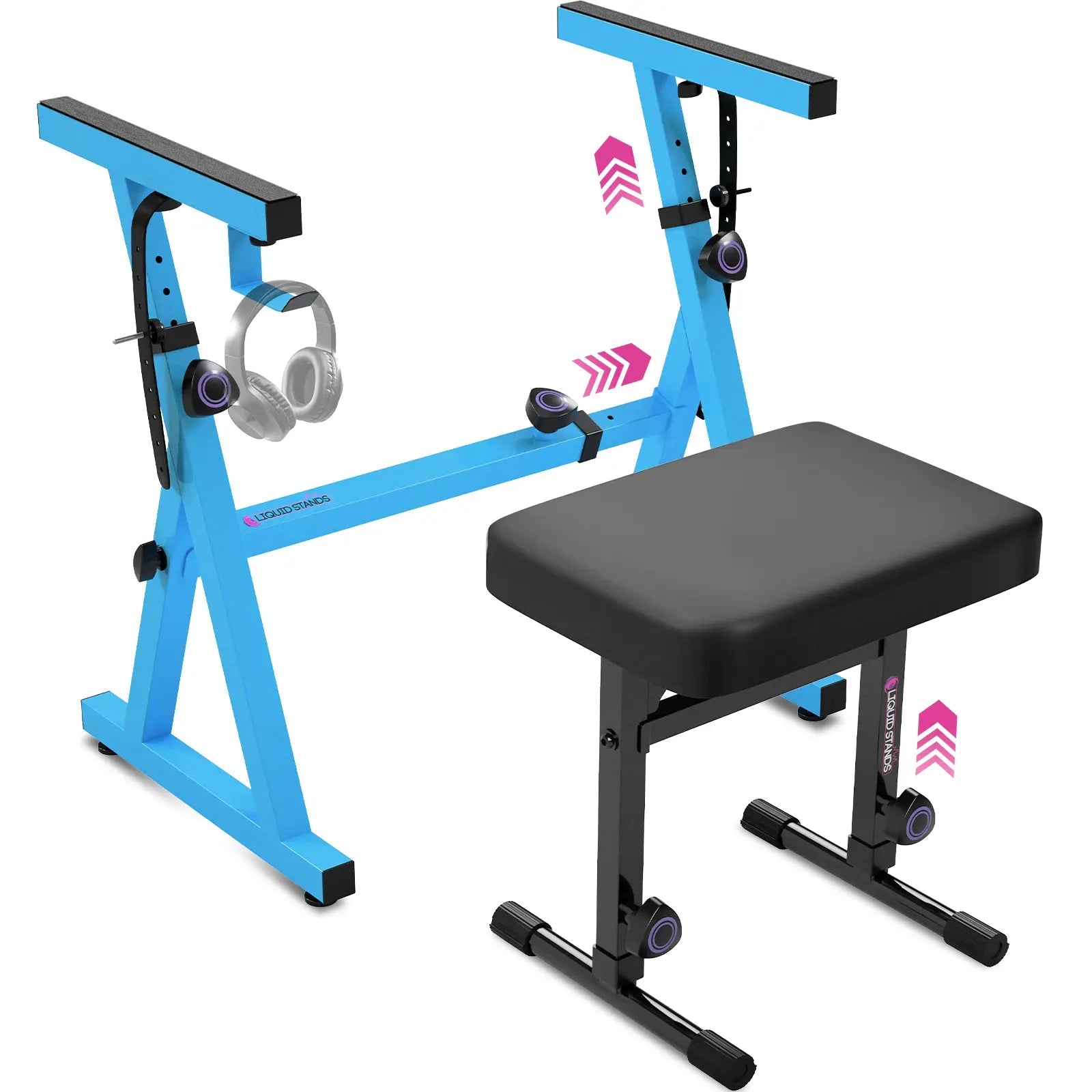 Adjustable Light Blue Z Style Keyboard Stand w/ Bench