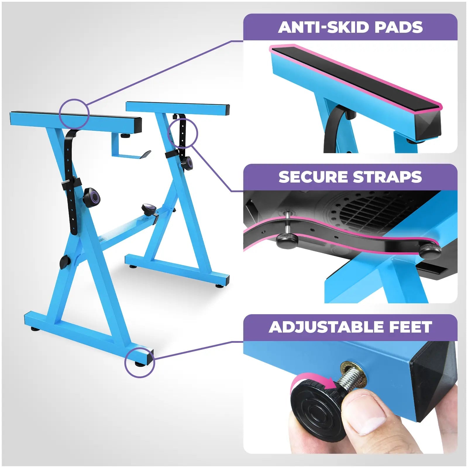 Adjustable Light Blue Z Style Keyboard Stand w/ Bench