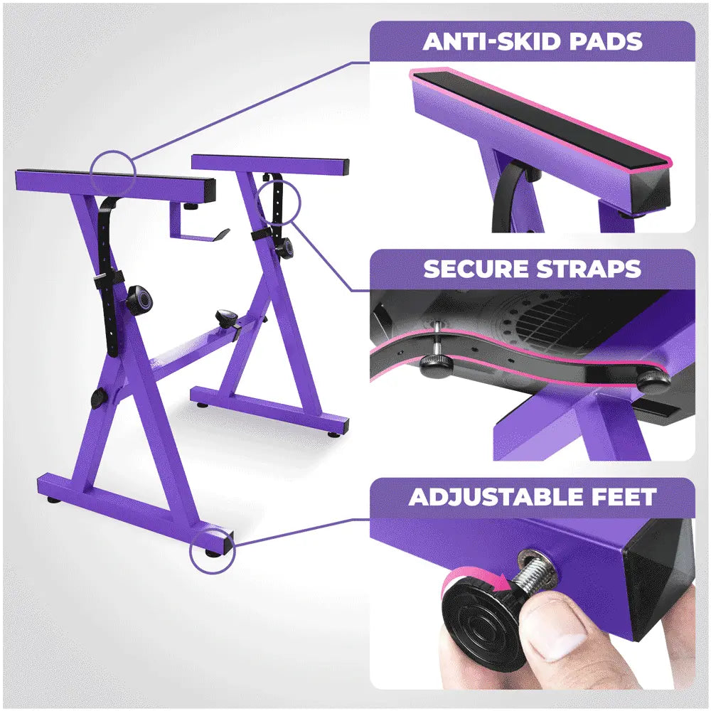 Adjustable Z Style Purple Keyboard Stand w/ Mesh Cushion Bench
