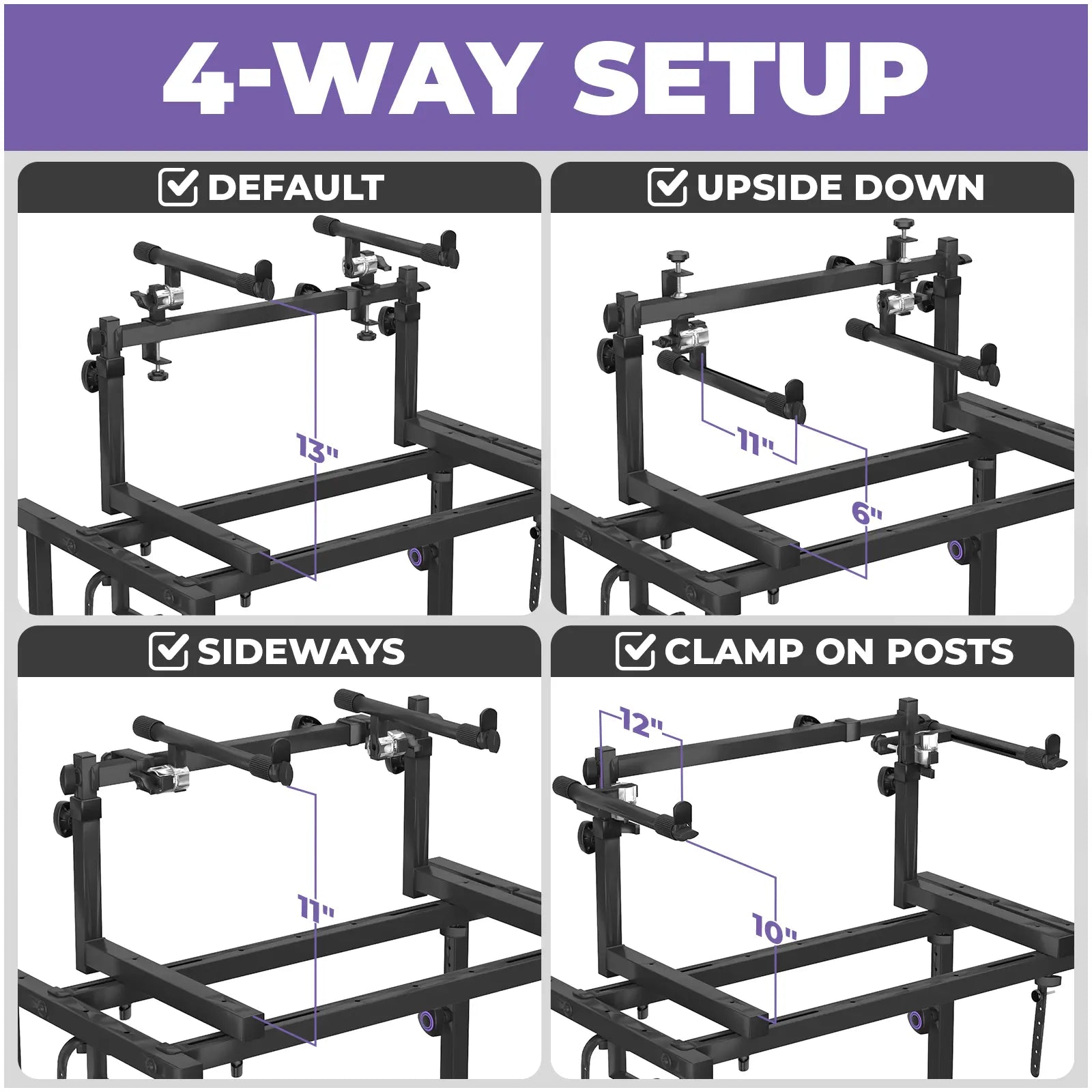3-Tier Portable Keyboard Workstation with Wheels