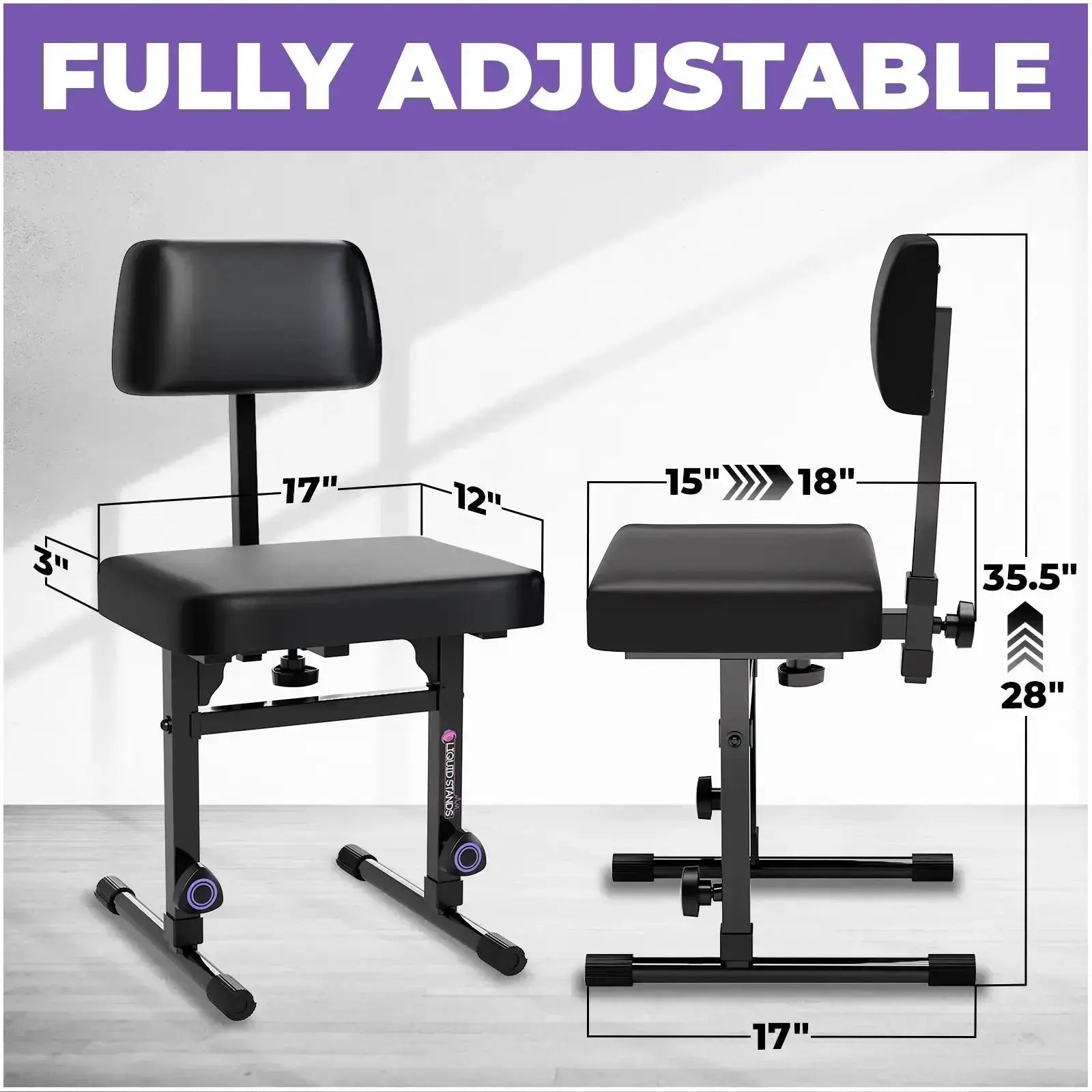 Adjustable Keyboard Bench Seat with Backrest