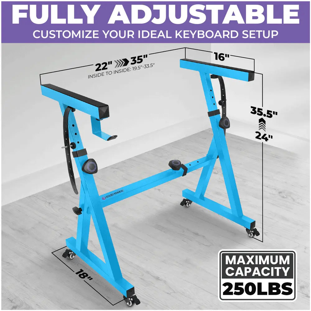 Adjustable Z Style Light Blue Keyboard Stand with Wheels