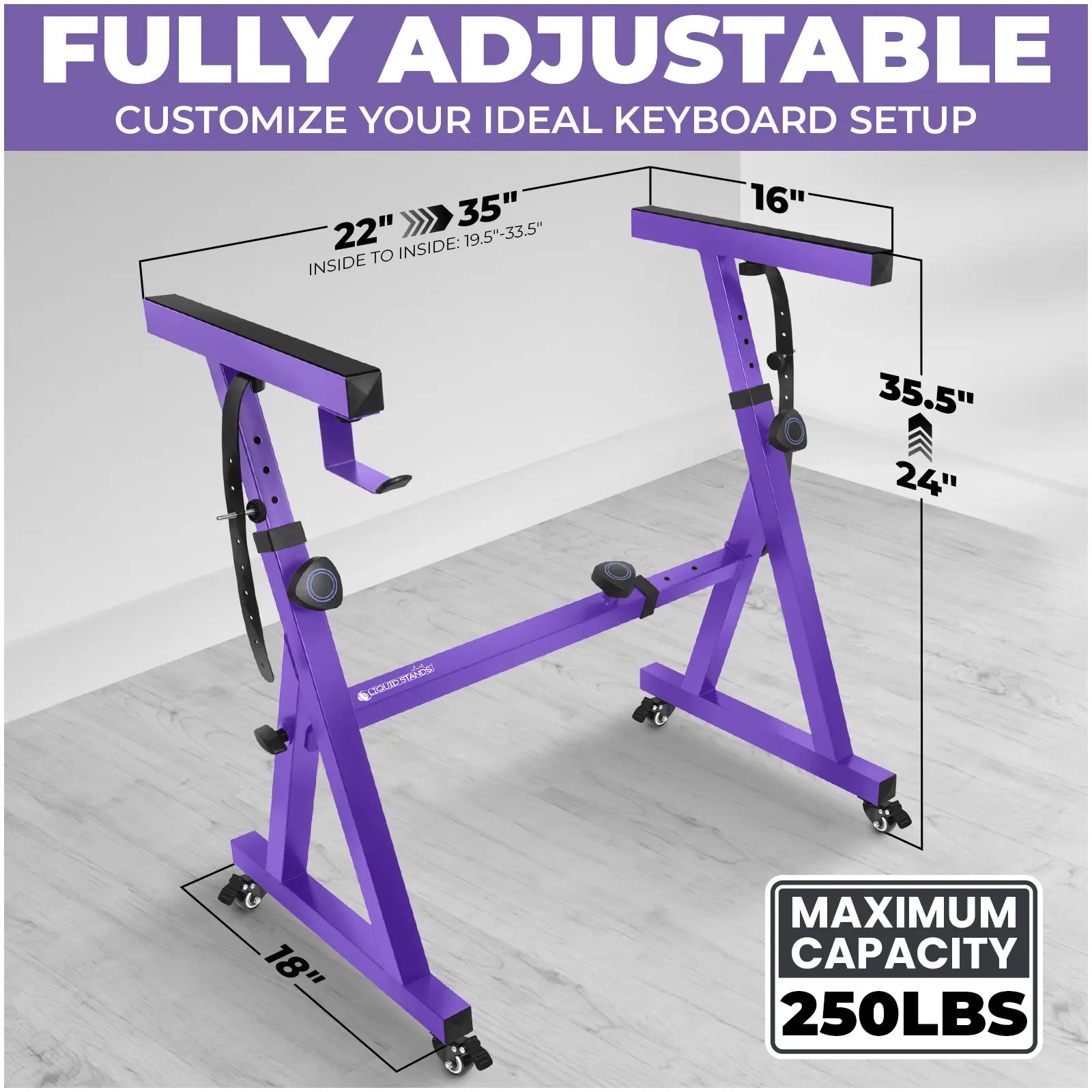 Adjustable Z Style Purple Keyboard Stand with Wheels