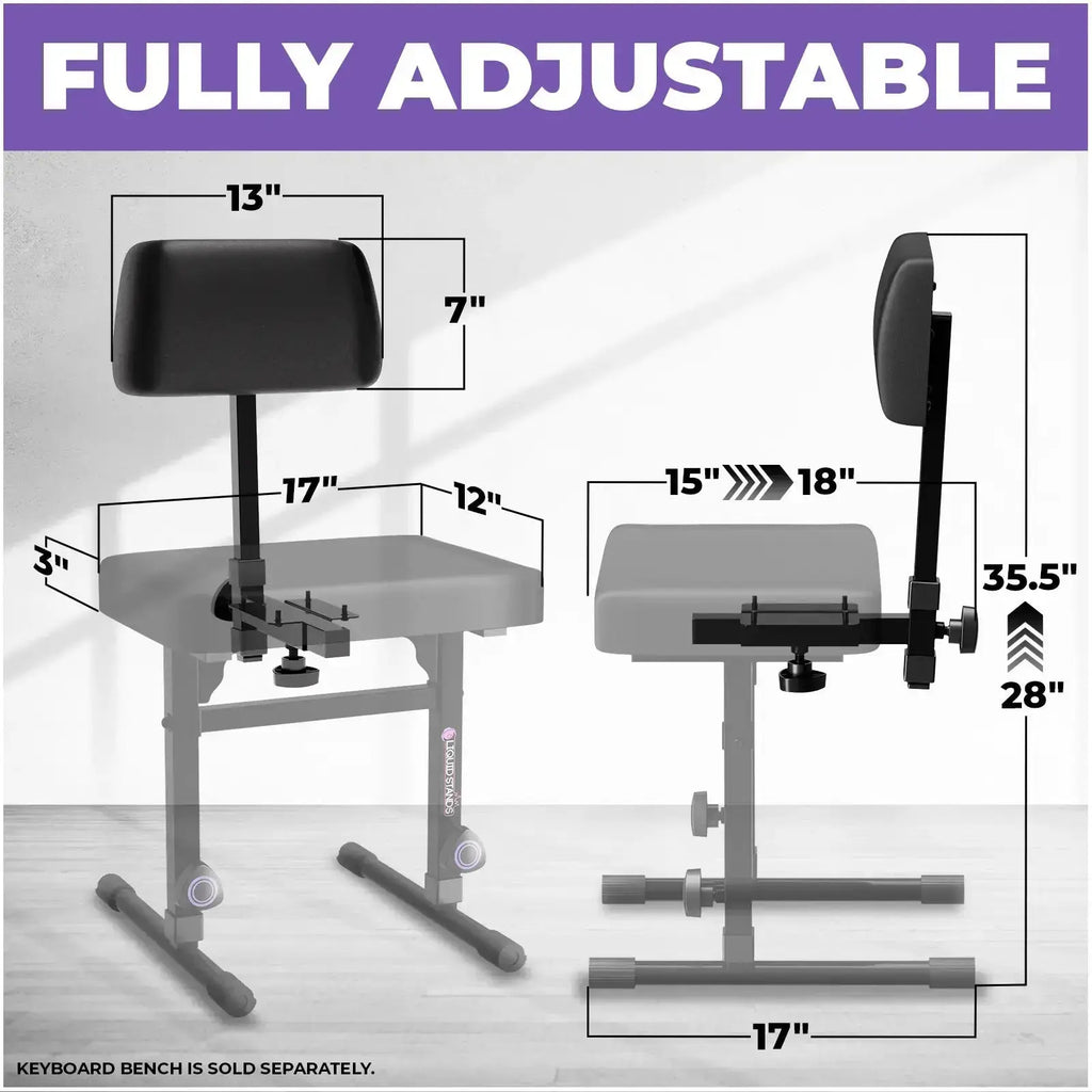 Adjustable Backrest for Piano Keyboard Bench