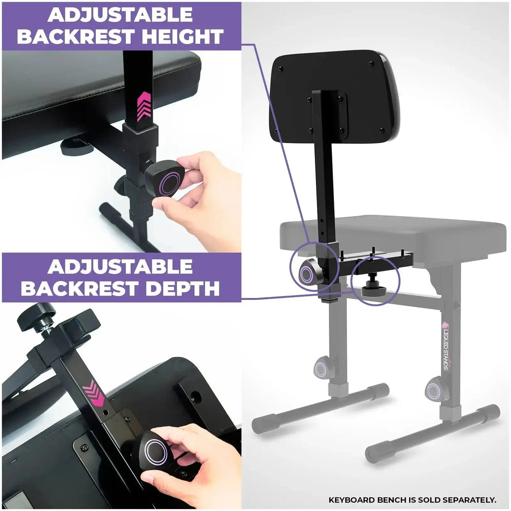 Adjustable Backrest for Piano Keyboard Bench
