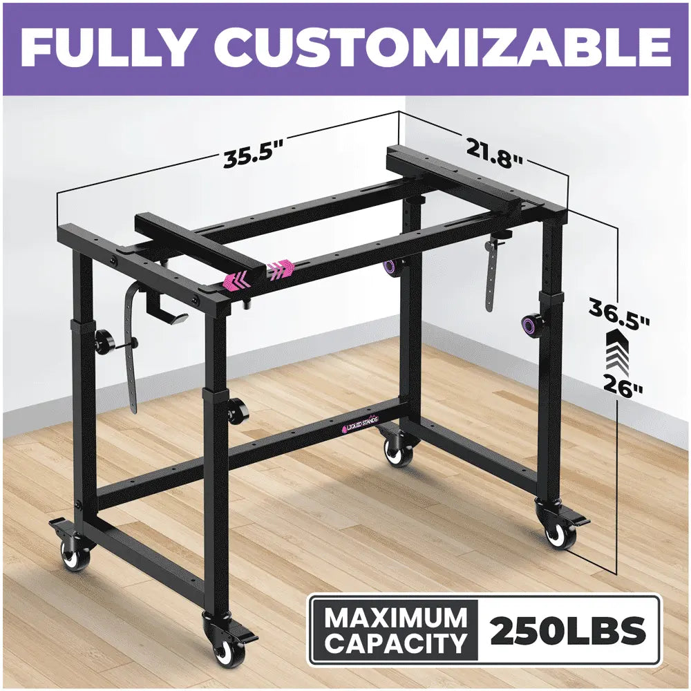 3-Tier Portable Keyboard Workstation with Wheels