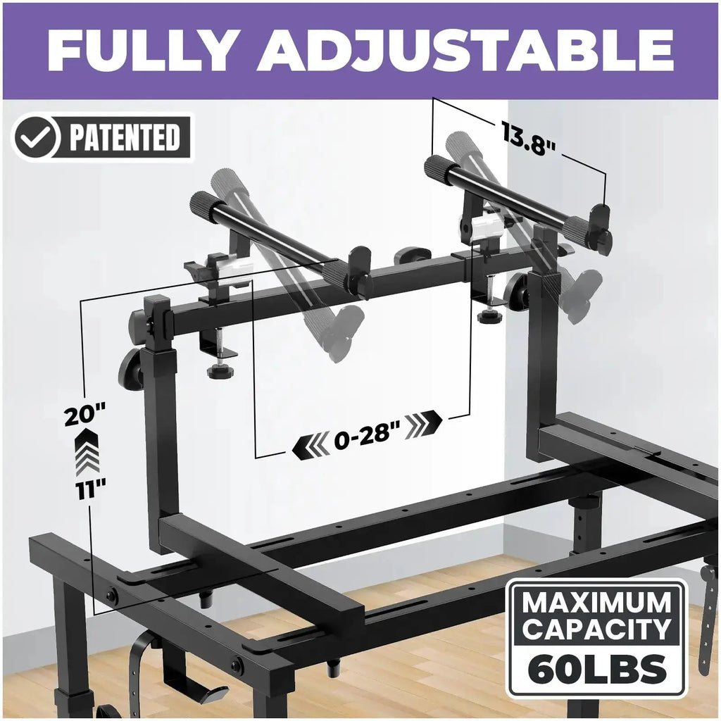 3-Tier Portable Keyboard Workstation with Wheels