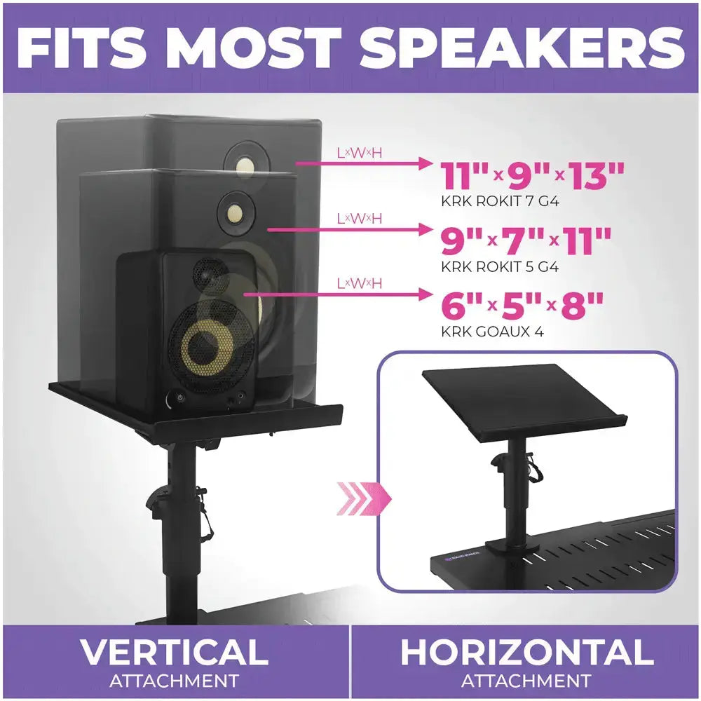 2-Piece Clamp-on Adjustable Speaker Monitor Stands with Tilt