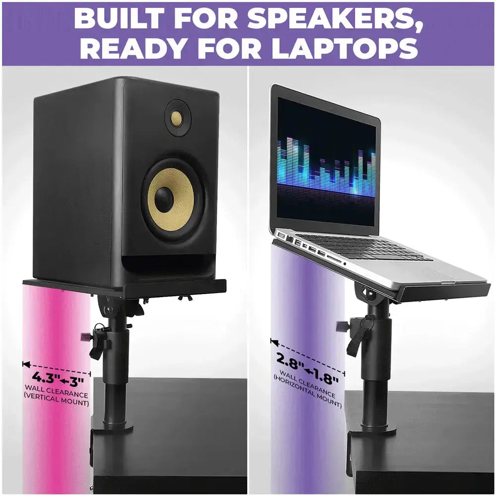 2-Piece Clamp-on Adjustable Speaker Monitor Stands with Tilt