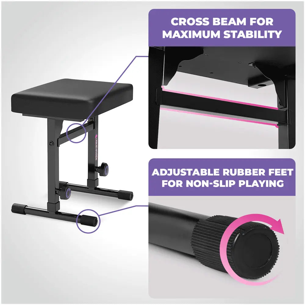 Adjustable White Z Style Keyboard Stand w/ Bench