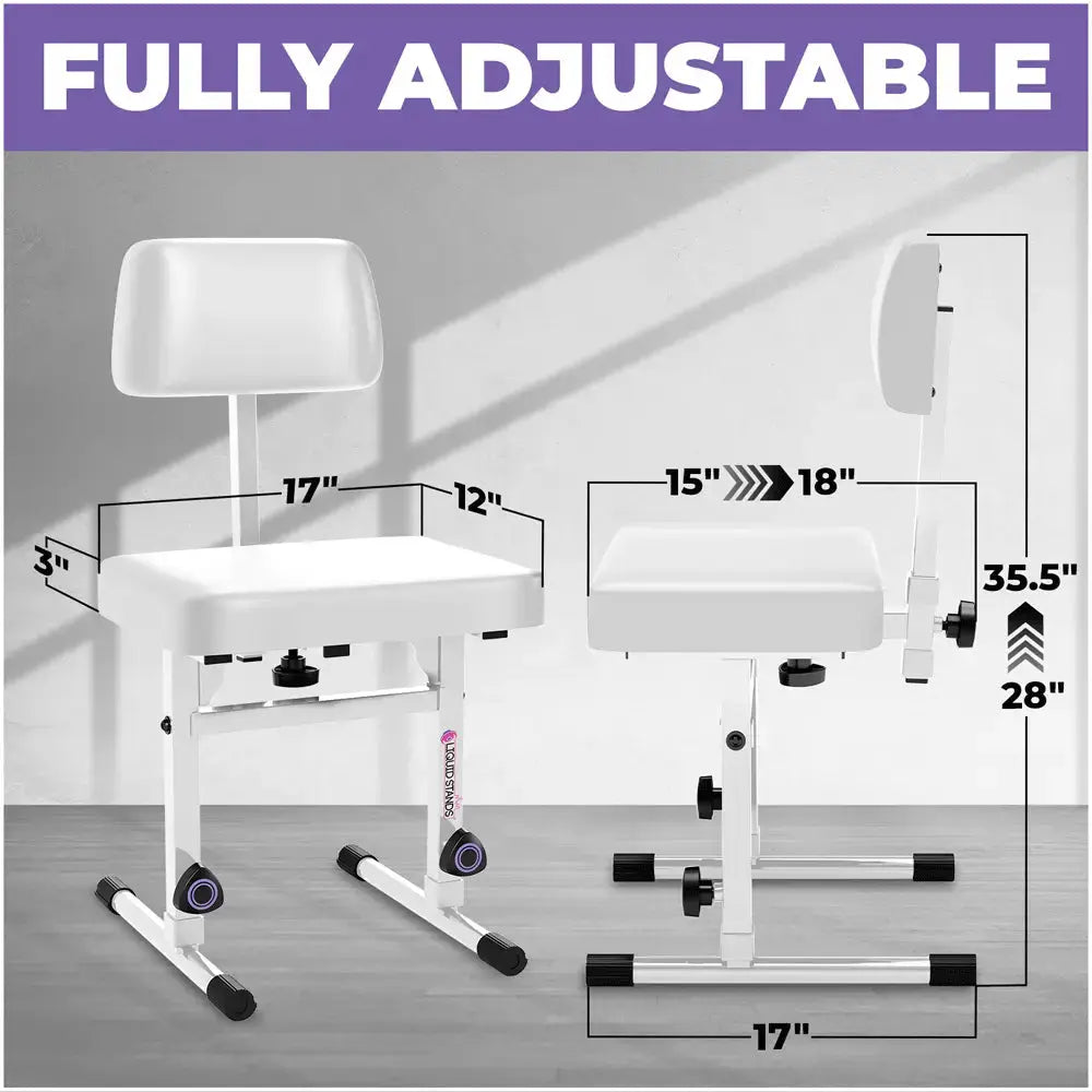 Adjustable White Keyboard Bench Seat with Backrest