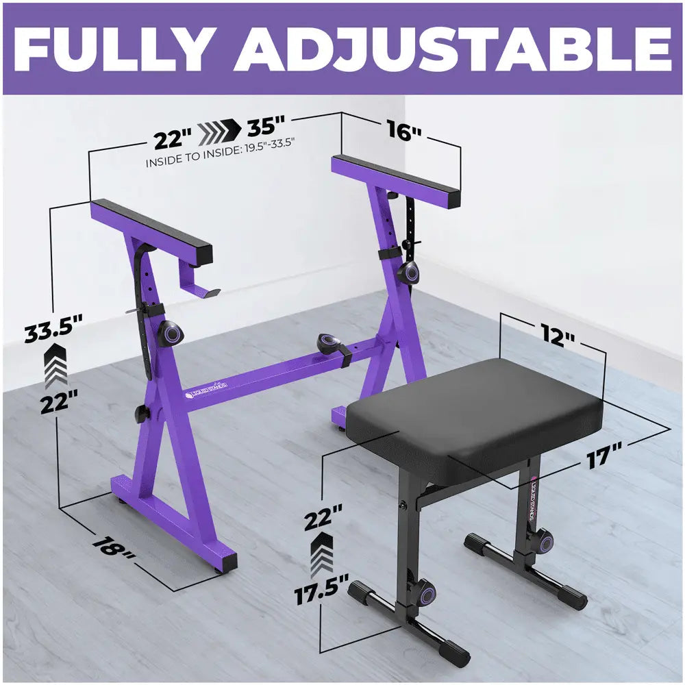 Adjustable Purple Z Style Keyboard Stand w/ Bench